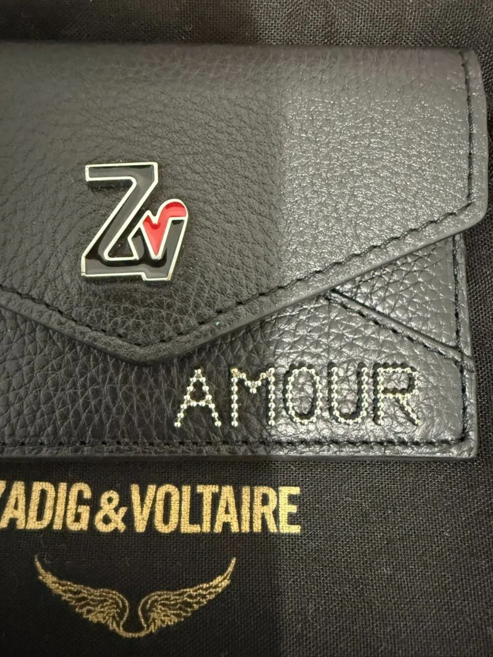 Zadig & Voltaire “Amour” Leather Wallet w/ Padlock & Chain - New